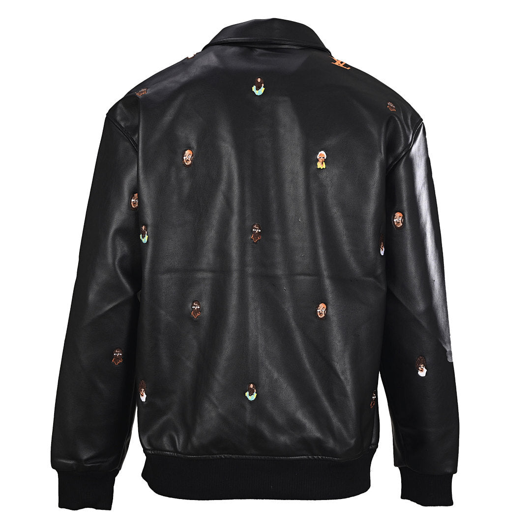 Louis Vuitton Embroidered Logo Anime-Style Leather Jacket
