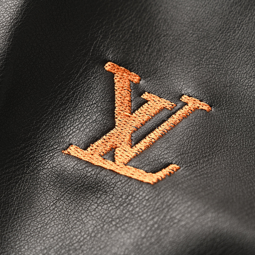 Louis Vuitton Embroidered Logo Anime-Style Leather Jacket