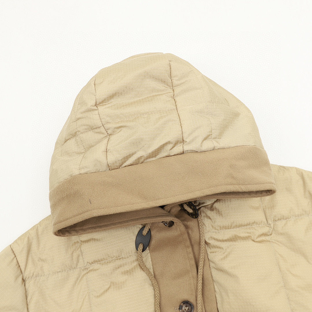 Louis Vuitton Fine-Check Hooded Down Jacket with Embossed Leather Patch